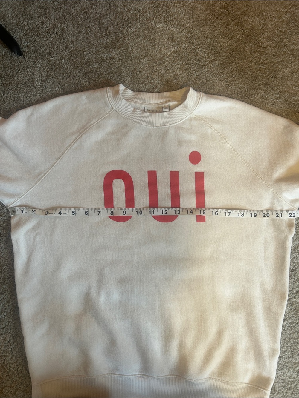 Clare V. | Oui Sweatshirt in Cream with Bright Poppy - Picture 10 of 13